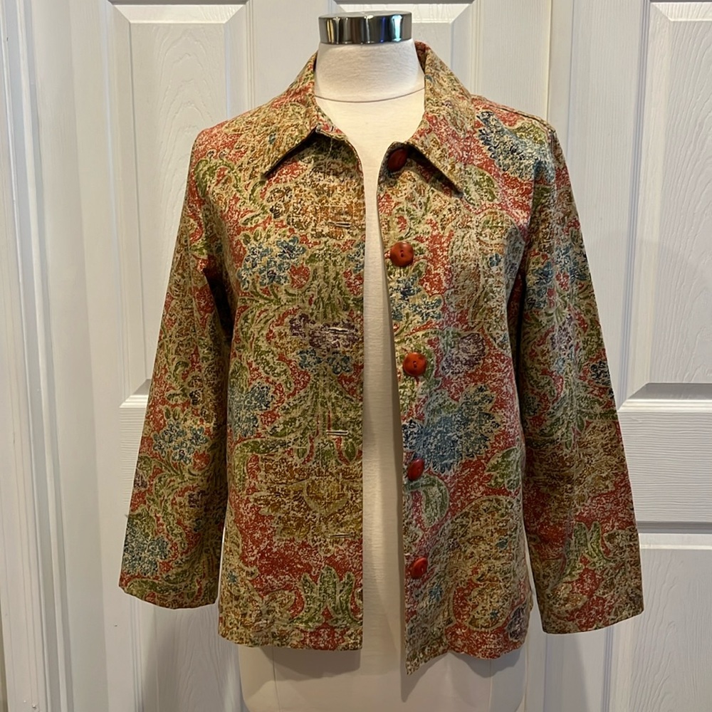 Vintage Coldwater Creek Colorful Floral Shirt Jacket